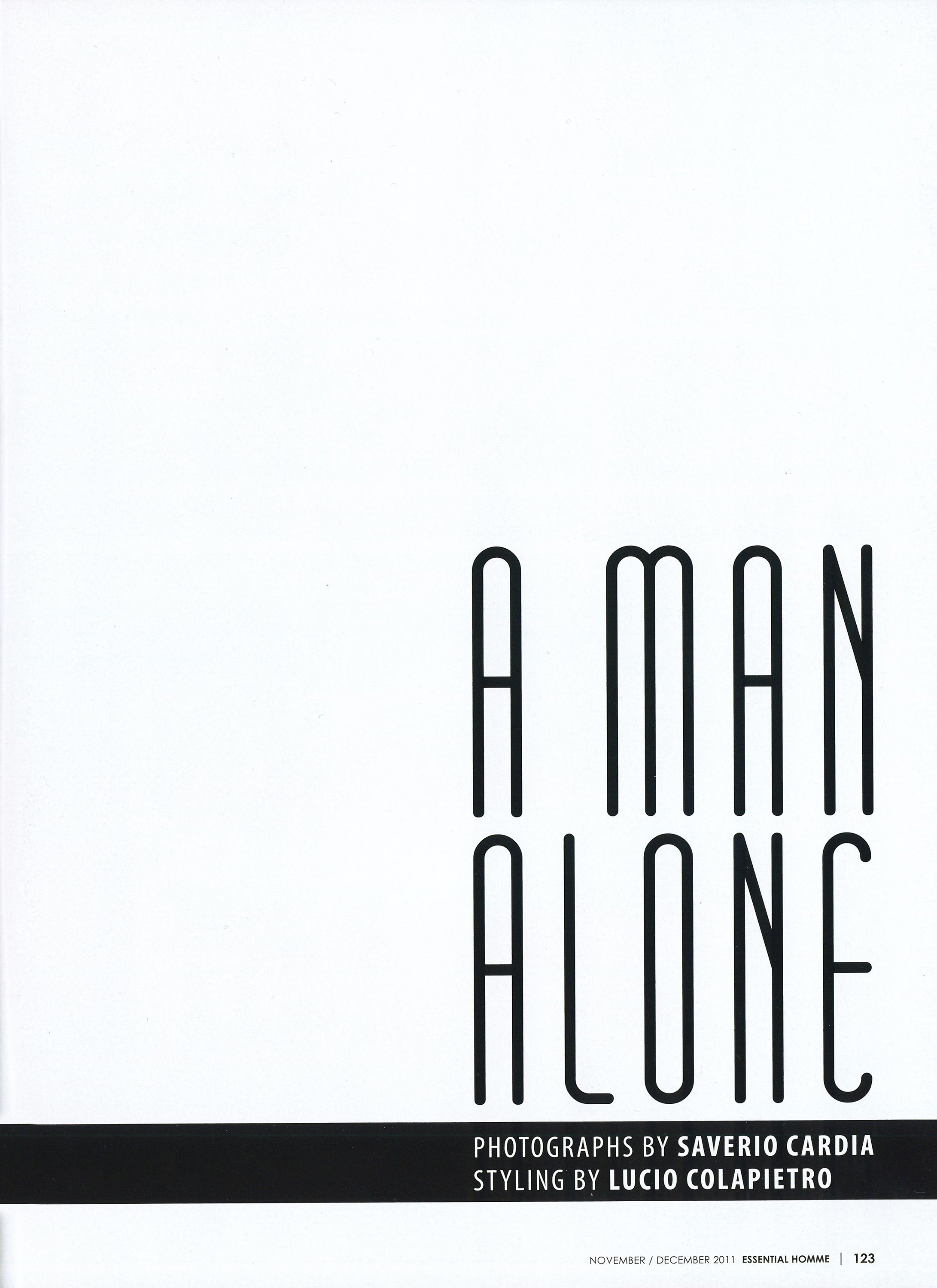 Lucio Colapietro LC Styling Saverio Cardia Essential Homme A Man Alone